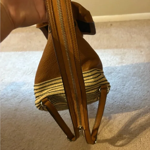 Brown and Cream Women's Bucket Bag - Picture 6 of 7